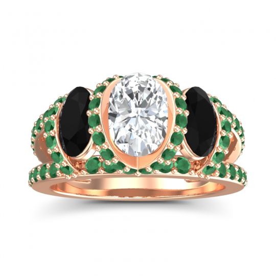 Three Stone Oval Pave Vapra Ring