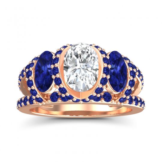 Three Stone Oval Pave Vapra Ring