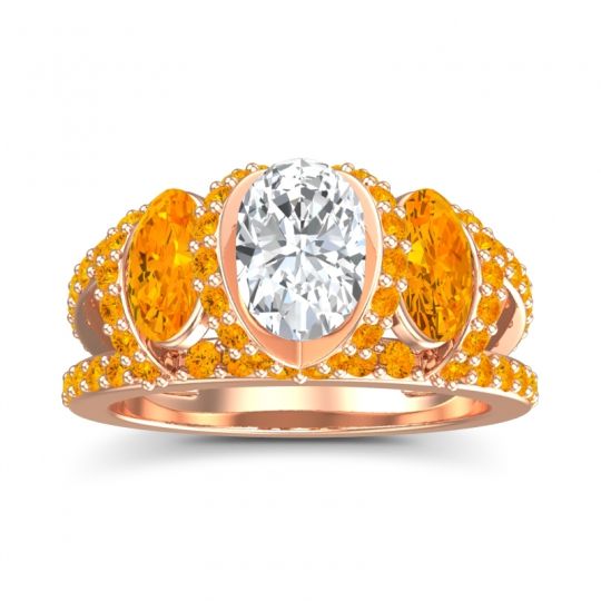 Three Stone Oval Pave Vapra Ring
