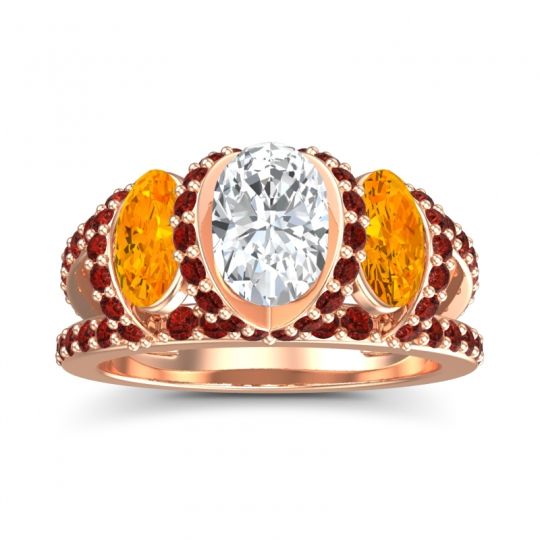 Three Stone Oval Pave Vapra Ring