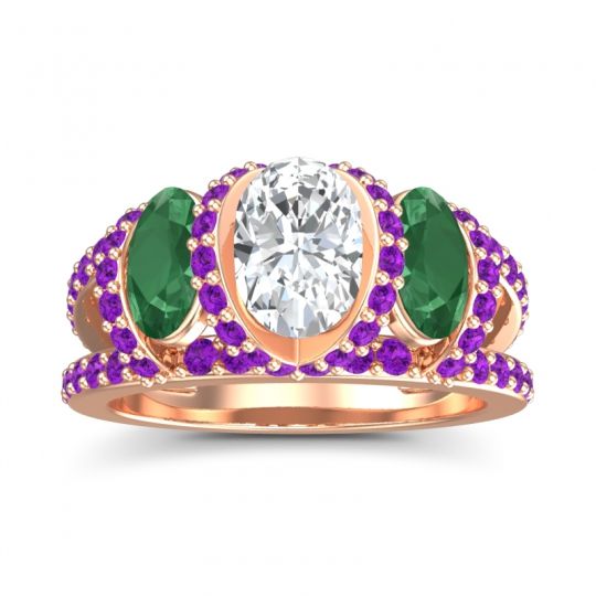 Three Stone Oval Pave Vapra Ring