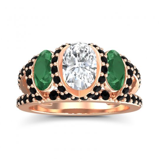 Three Stone Oval Pave Vapra Ring