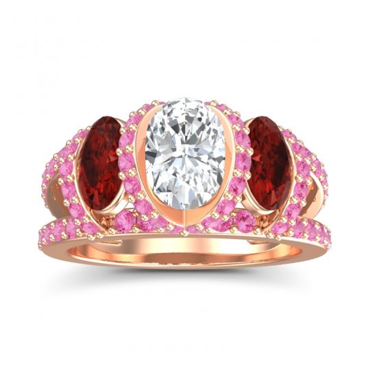 Three Stone Oval Pave Vapra Ring