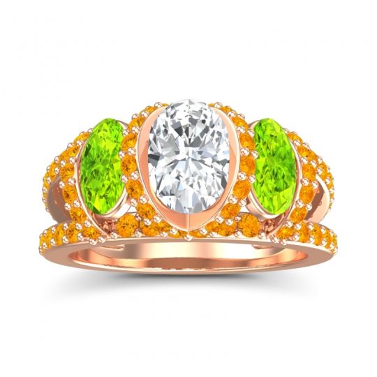 Three Stone Oval Pave Vapra Ring