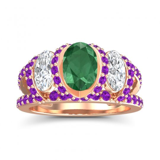 Three Stone Oval Pave Vapra Ring