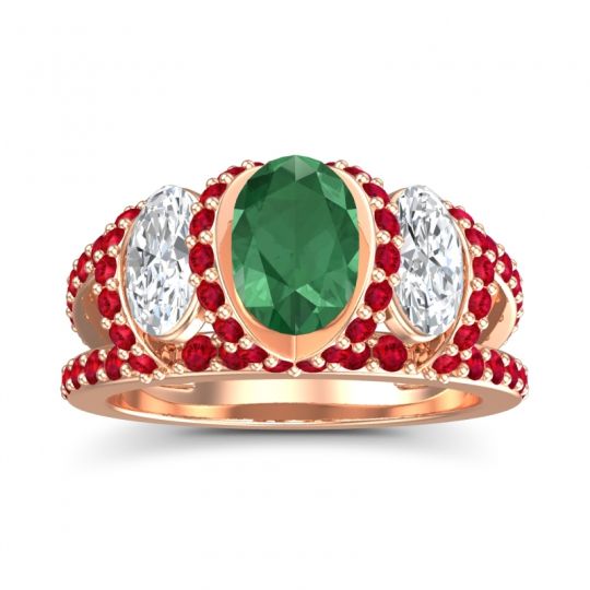 Three Stone Oval Pave Vapra Ring