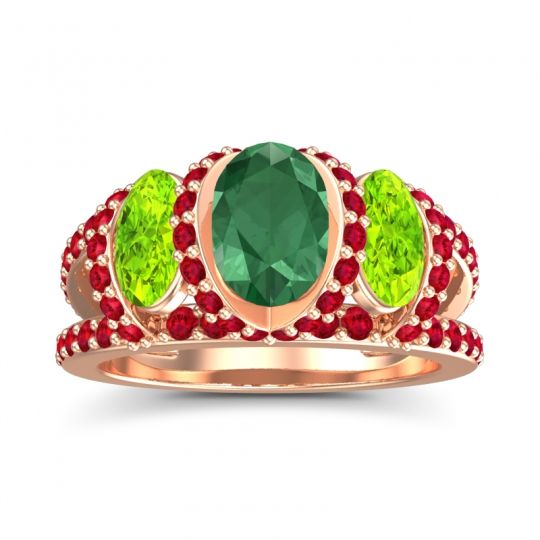 Three Stone Oval Pave Vapra Ring