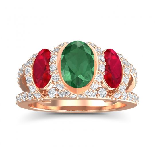 Three Stone Oval Pave Vapra Ring