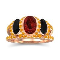 Three Stone Oval Pave Vapra Ring