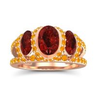 Three Stone Oval Pave Vapra Ring