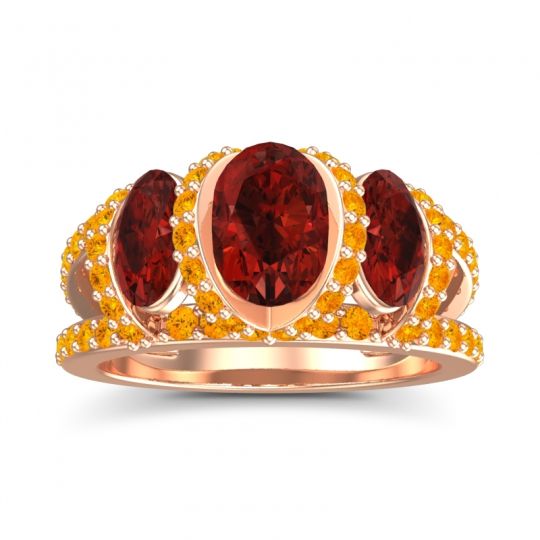 Three Stone Oval Pave Vapra Ring