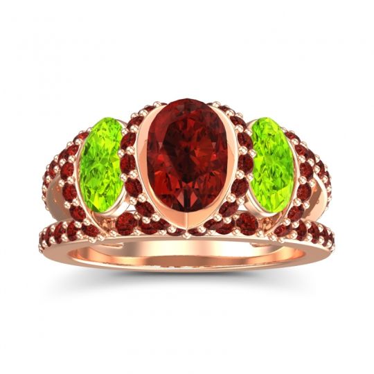 Three Stone Oval Pave Vapra Ring