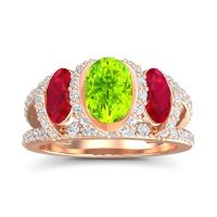 Three Stone Oval Pave Vapra Ring