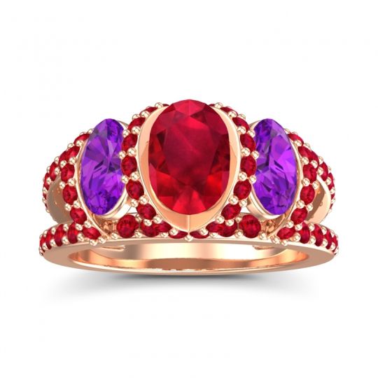 Three Stone Oval Pave Vapra Ring