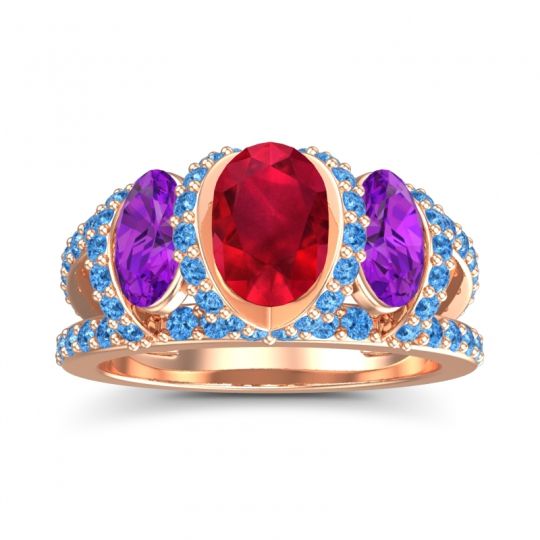 Three Stone Oval Pave Vapra Ring