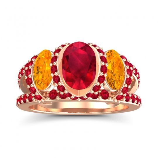 Three Stone Oval Pave Vapra Ring