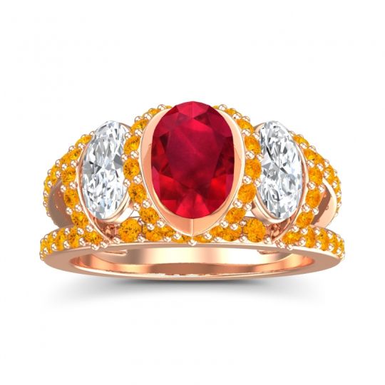 Three Stone Oval Pave Vapra Ring