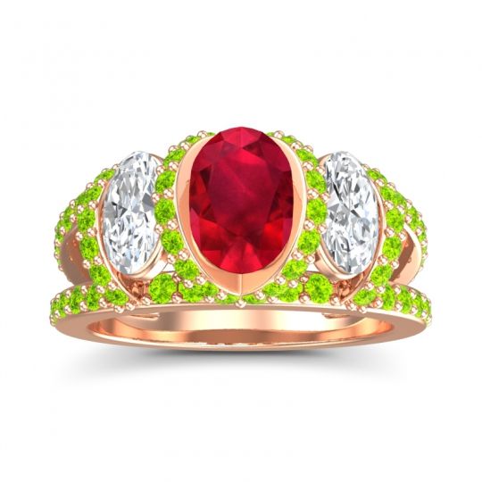 Three Stone Oval Pave Vapra Ring