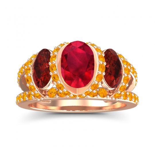 Three Stone Oval Pave Vapra Ring