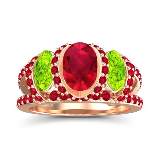 Three Stone Oval Pave Vapra Ring