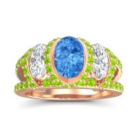 Three Stone Oval Pave Vapra Ring