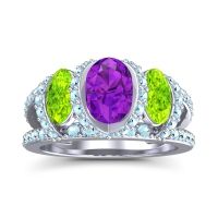 Three Stone Oval Pave Vapra Ring