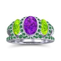 Three Stone Oval Pave Vapra Ring