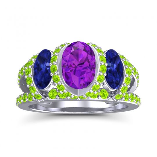 Three Stone Oval Pave Vapra Ring