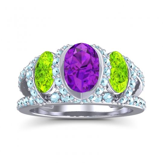 Three Stone Oval Pave Vapra Ring