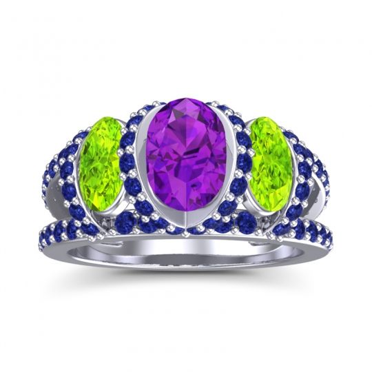 Three Stone Oval Pave Vapra Ring