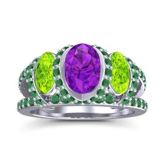 Three Stone Oval Pave Vapra Ring