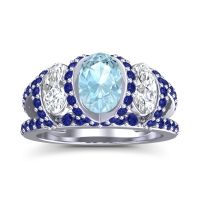 Three Stone Oval Pave Vapra Ring
