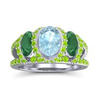 Three Stone Oval Pave Vapra Ring
