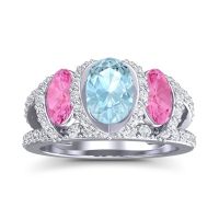 Three Stone Oval Pave Vapra Ring