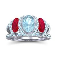 Three Stone Oval Pave Vapra Ring