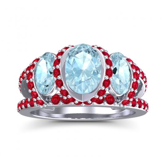 Three Stone Oval Pave Vapra Ring