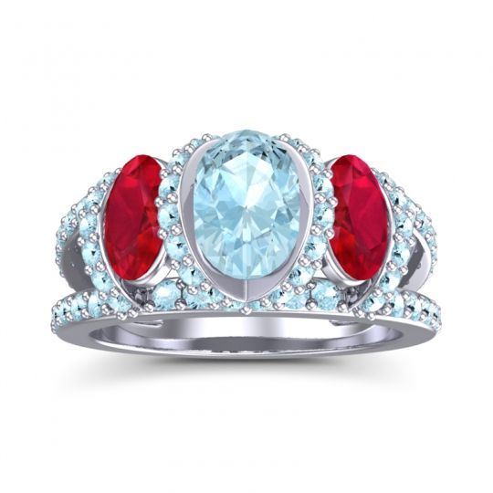 Three Stone Oval Pave Vapra Ring