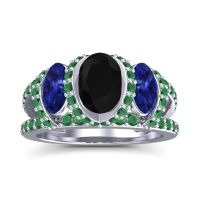Three Stone Oval Pave Vapra Ring