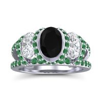 Three Stone Oval Pave Vapra Ring