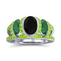 Three Stone Oval Pave Vapra Ring