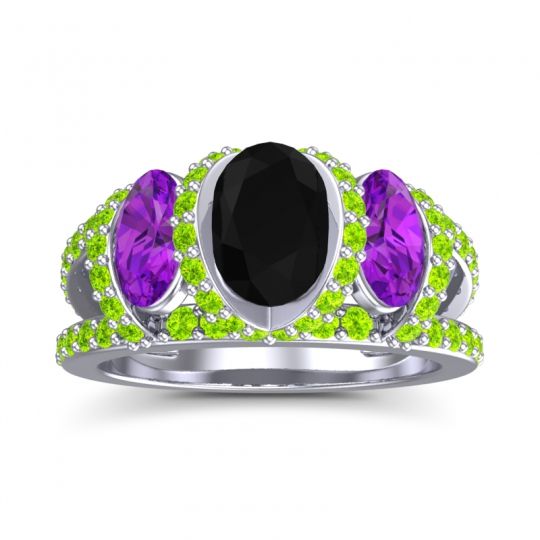 Three Stone Oval Pave Vapra Ring