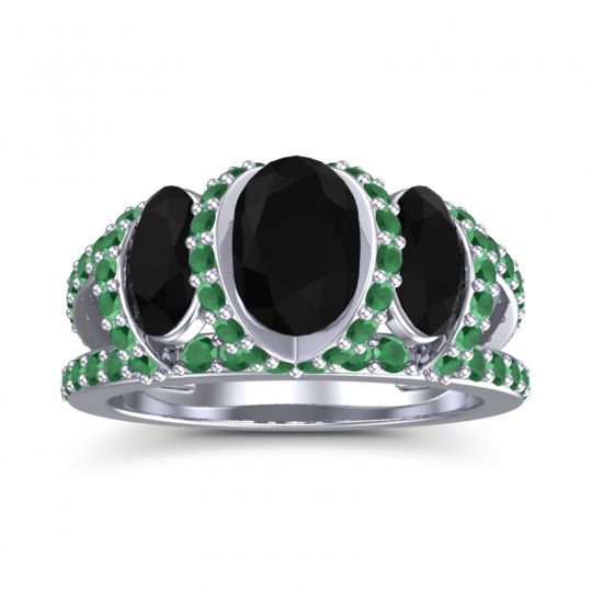 Three Stone Oval Pave Vapra Ring