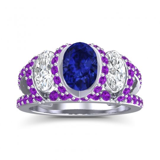 Three Stone Oval Pave Vapra Ring