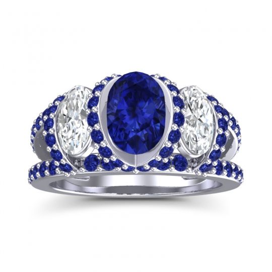 Three Stone Oval Pave Vapra Ring