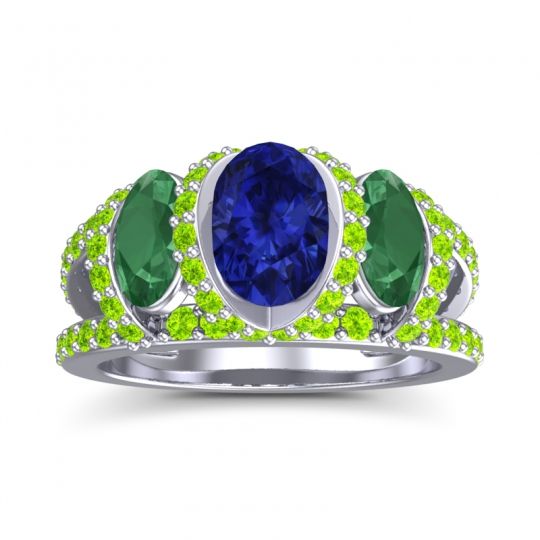 Three Stone Oval Pave Vapra Ring