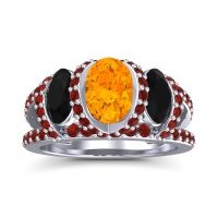 Three Stone Oval Pave Vapra Ring