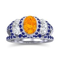 Three Stone Oval Pave Vapra Ring