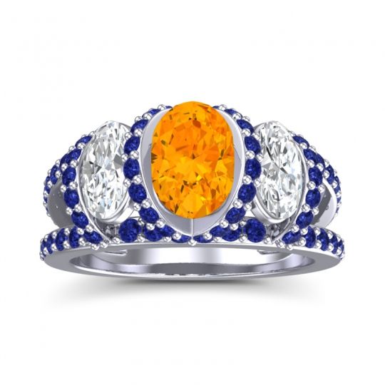 Three Stone Oval Pave Vapra Ring