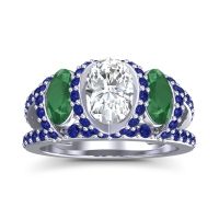 Three Stone Oval Pave Vapra Ring