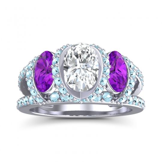 Three Stone Oval Pave Vapra Ring